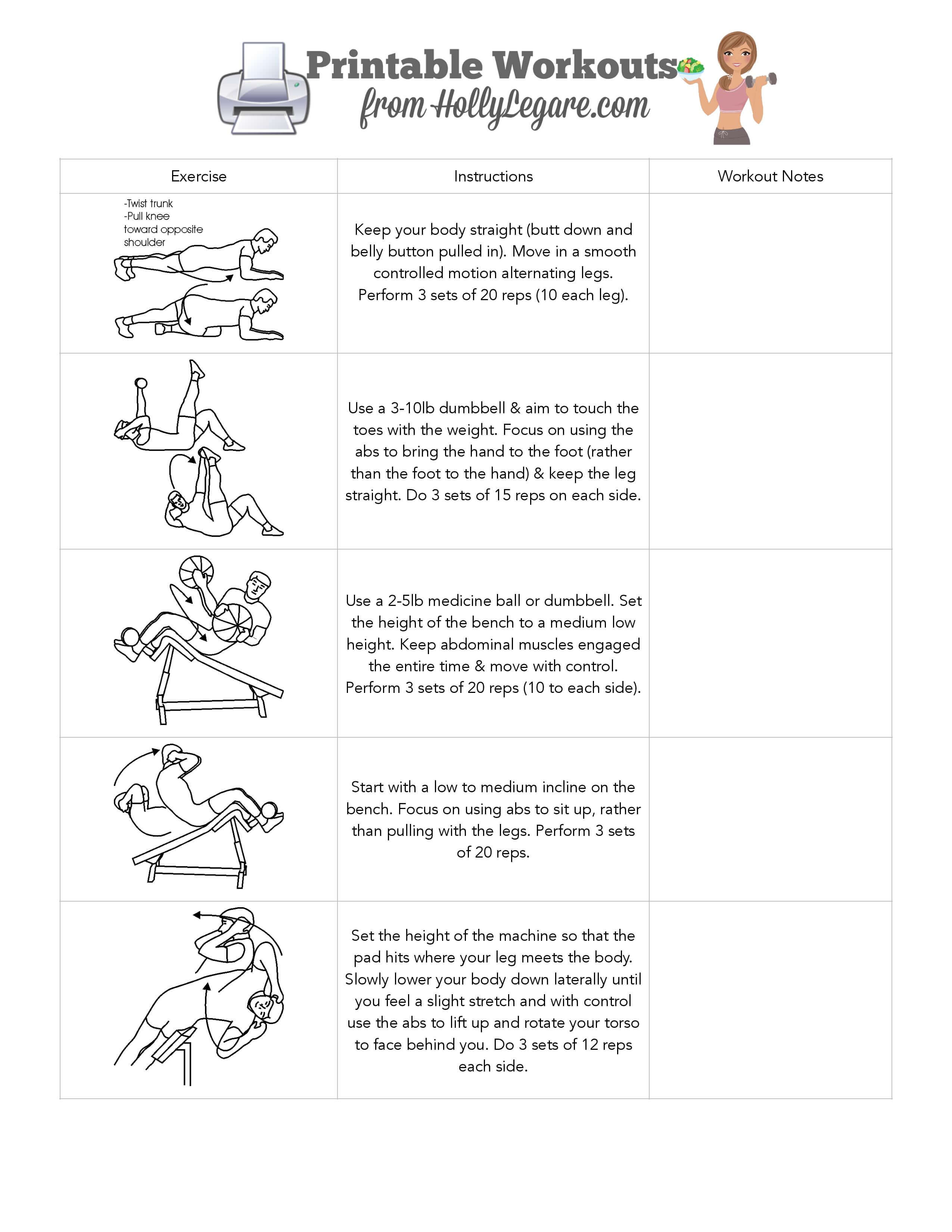HollyLegare.com Printable Workouts Melt the muffin top-page-001